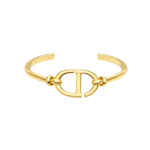 Dior Cd Navy Cuff Bracelet Gold Jewelry