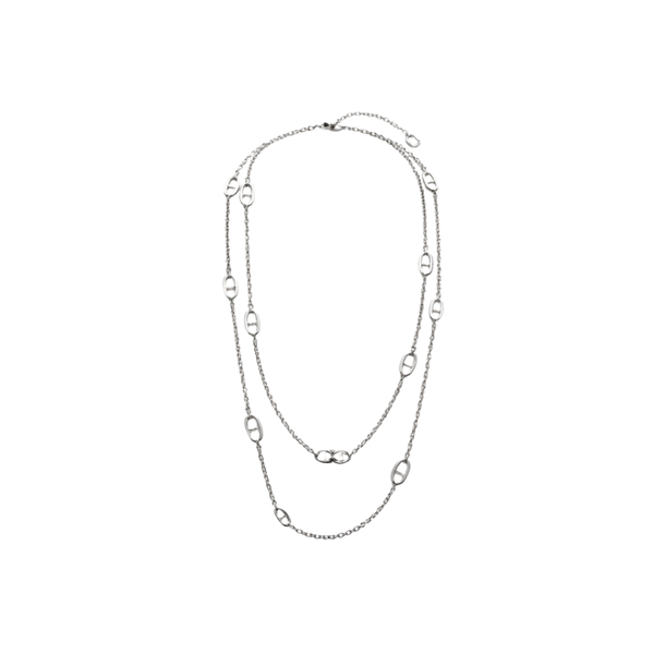Dior Navy Long Necklace Silver Jewelry