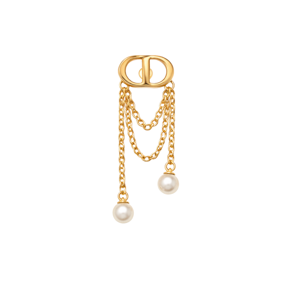 Dior Pearl Chain Drop Earring Gold Jewelry