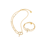 Dior Cd Pearl Layered Necklace Bracelet Set Gold Jewelry premium replica - image 1