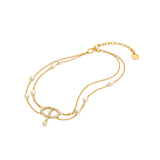 Dior Cd Pearl Layered Necklace Bracelet Set Gold Jewelry premium replica - image 3