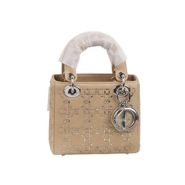 Dior Mini Lady Brown Satin Bag