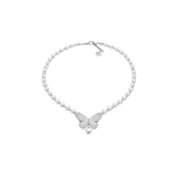 Dior Butterfly Pearl Set Silver Crystals Jewelry premium replica - image 1