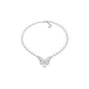 Dior Butterfly Pearl Set Silver Crystals Jewelry premium replica - image 1