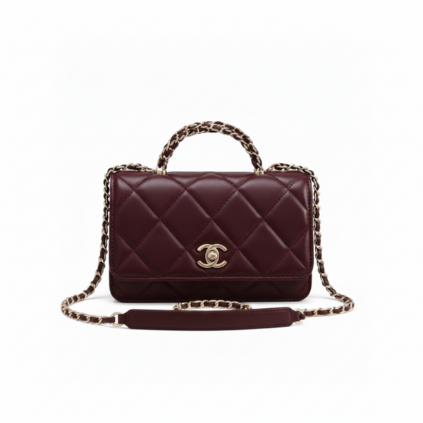 Chanel Mini Top Handle Shoulder Leather Wallet