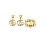 Gucci Gg Crystal Earring Brooch Set Gold Jewelry premium replica - image 2