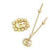 Gucci Gg Crystal Earring Brooch Set Gold Jewelry premium replica - image 1