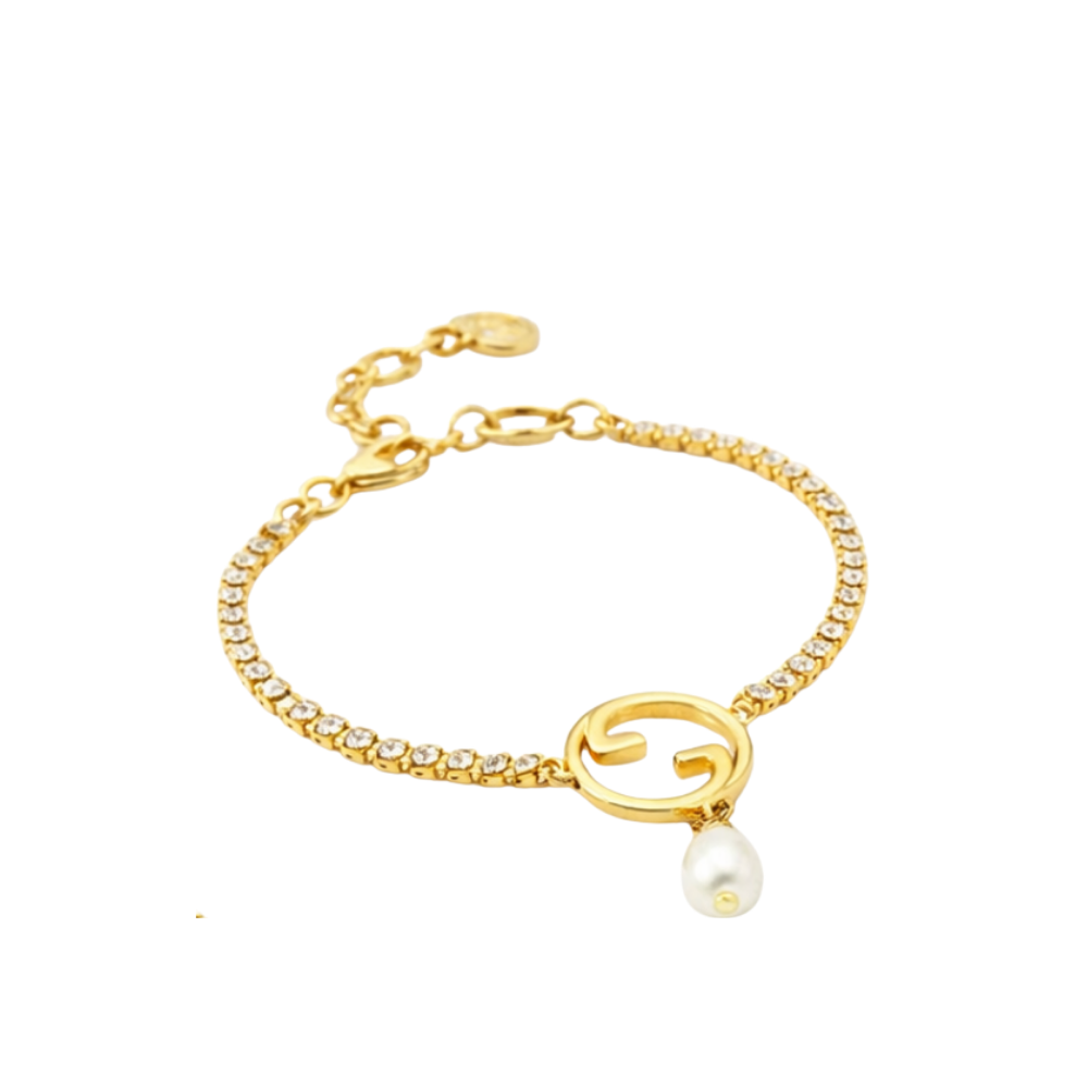 Gucci Gg Crystal Pearl Bracelet Gold Jewelry premium replica - image 1