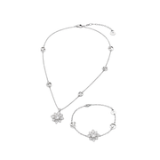 Gucci Gg Flower Crystal Necklace Bracelet Set Silver Jewelry premium replica - image 1