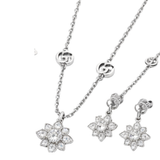 Gucci Gg Flower Crystal Necklace Bracelet Set Silver Jewelry premium replica - image 2