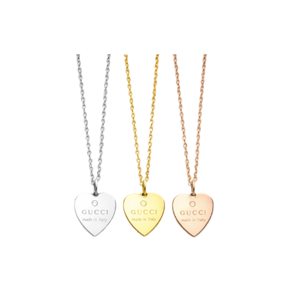Gucci Heart Logo Necklace Gold Silver Rosegold Jewelry premium replica - image 1