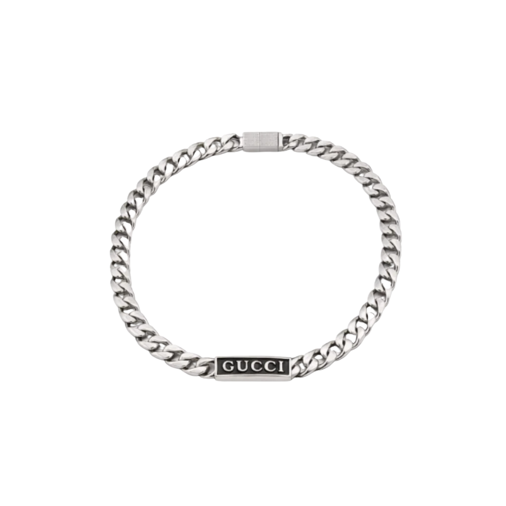 Gucci Logo Plate Chain Bracelet Silver Jewelry premium replica - image 1