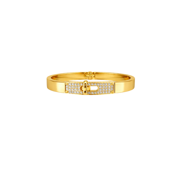 Hermès Kelly Bangle Bracelet Gold Full Crystals Jewelry
