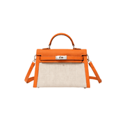 Hermès Kelly Ii Sellier 28 Toile H Étoupe Orange Bag premium replica - image 1