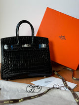Hermès Birkin 35 Crocodile Silver Lock Bag premium replica - image 4