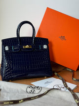 Hermès Birkin 35 Crocodile Blue Bag premium replica - image 4