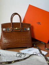 Hermès Birkin 25 Rich Brown Crocodile Bag premium replica - image 5