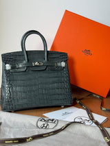 Hermès Birkin 25 Black Matte Alligator Bag premium replica - image 4