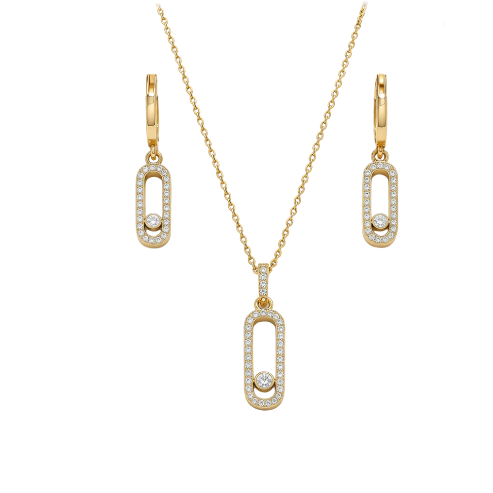 Messika Jewelry Long Pavé Station Necklace Earrings Set Jewelry premium replica - image 1