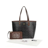 Coach Bag City Tote Signature Canvas Black Brown Bag premium replica - image 4