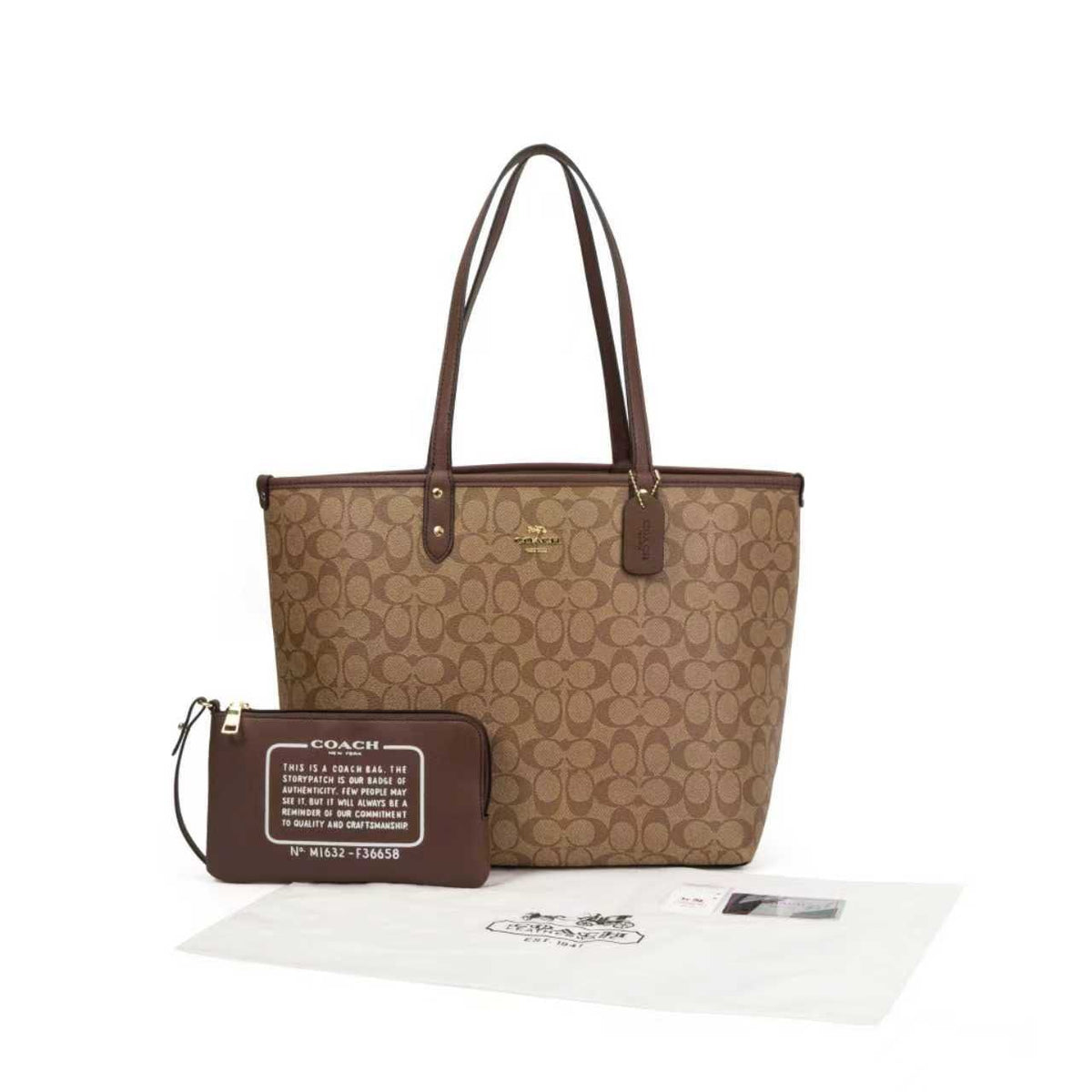 Coach Bag City Tote Signature Canvas Light Dark Brown Bag premium replica - image 1