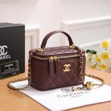 Chanel Small Vanity Case Chain Burgundy Bag premium replica - image 2