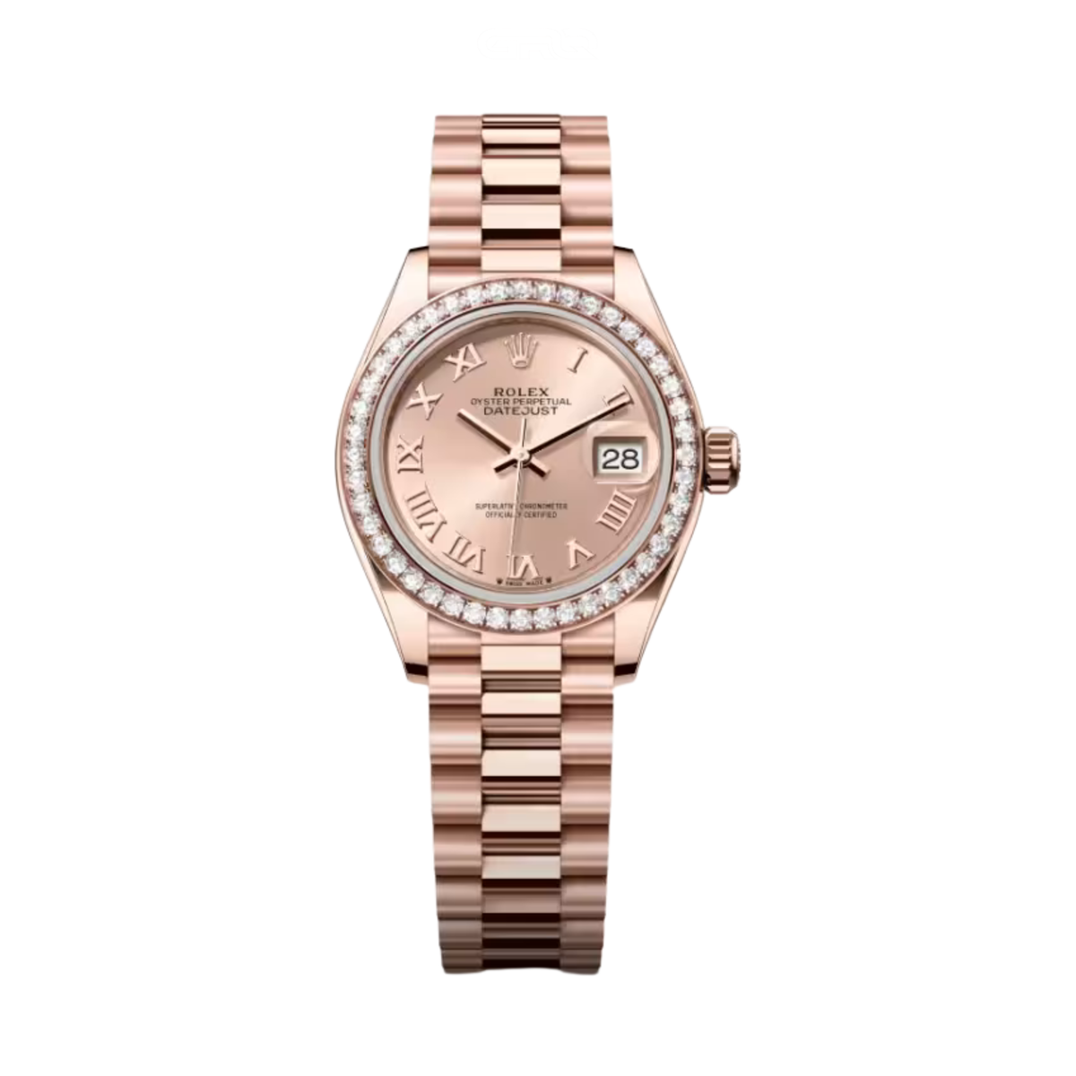 Rolex Datejust 28 Rose Dial Diamond Bezel Watch premium replica - image 1