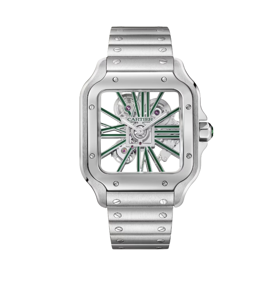 Cartier Santos De Skeleton Green Watch premium replica - image 1
