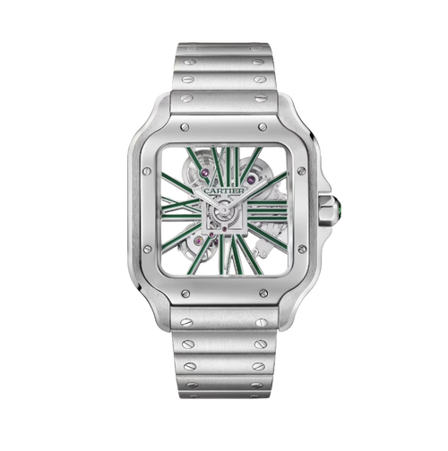 Cartier Santos De Skeleton Green Watch premium replica - image 1