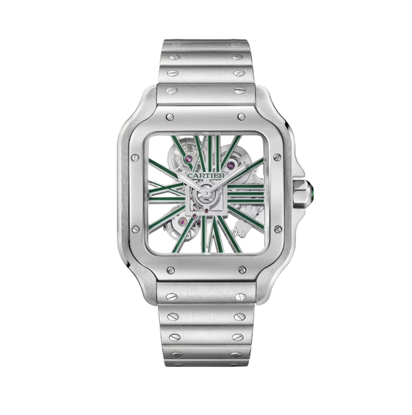 Cartier Santos De Skeleton Green Watch