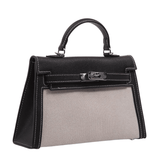 Hermès Mini Kelly 2 Black White Canvas Palladium Hardware Bag premium replica - image 2