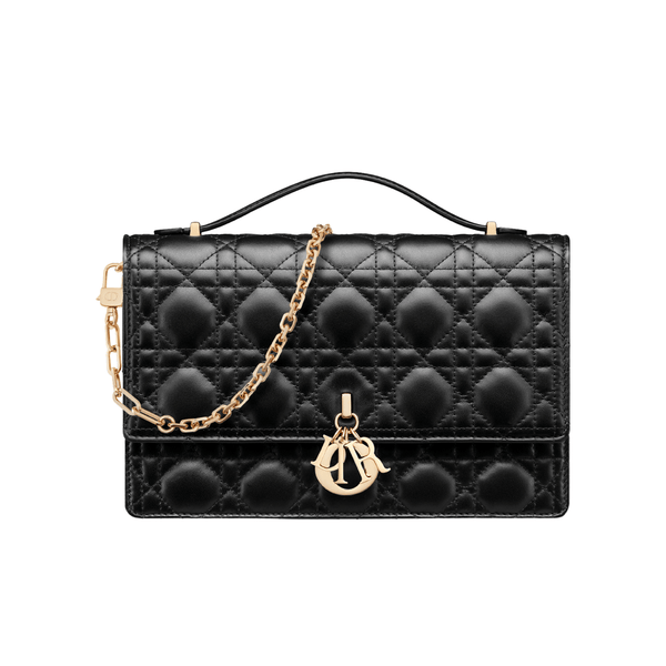 Dior My Mini In Black Cannage Lambskin Bag
