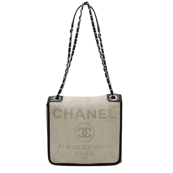 Chanel Deauville Pm Shoulder Canvas Leather Bag