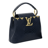 Louis Vuitton Capucines Mini Navy Python Skin Gold Cap premium replica - image 2