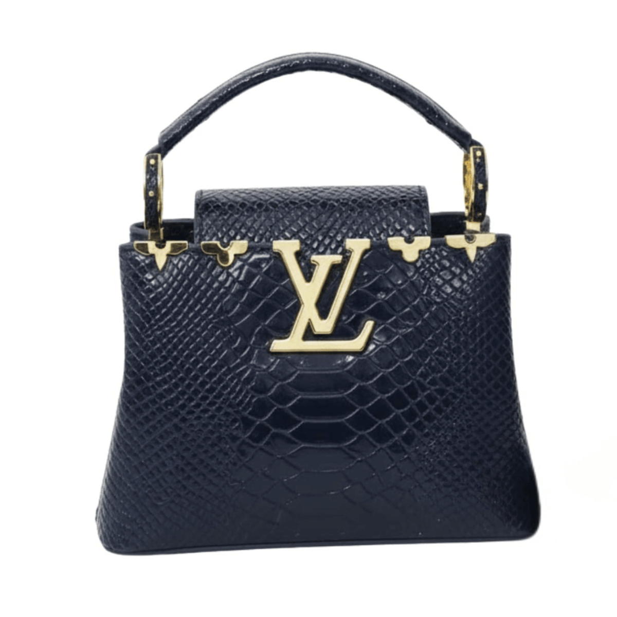 Louis Vuitton Capucines Mini Navy Python Skin Gold Cap premium replica - image 1