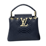 Louis Vuitton Capucines Mini Navy Python Skin Gold Cap premium replica - image 1