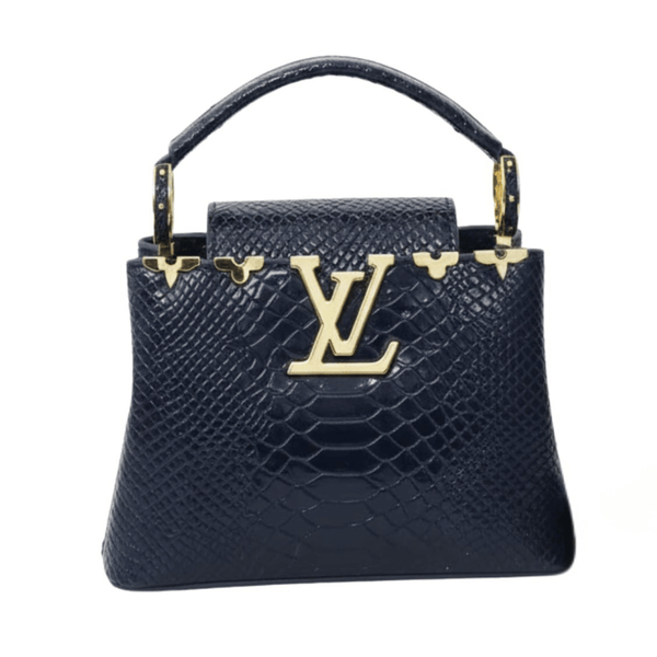 Louis Vuitton Capucines Mini Navy Python Skin Gold Cap