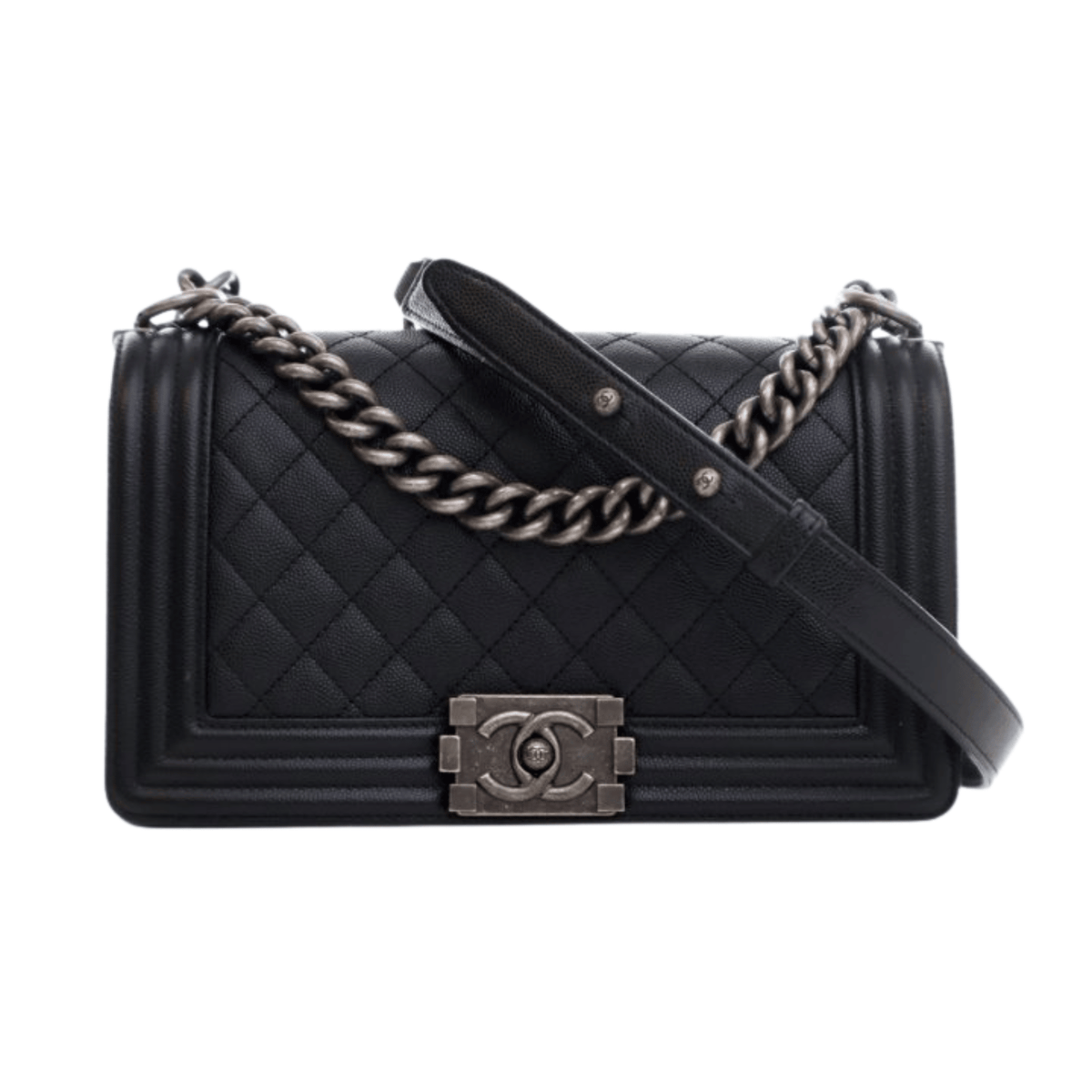 Chanel Boy In Black Quilted Caviar Leather Bag premium replica - image 1