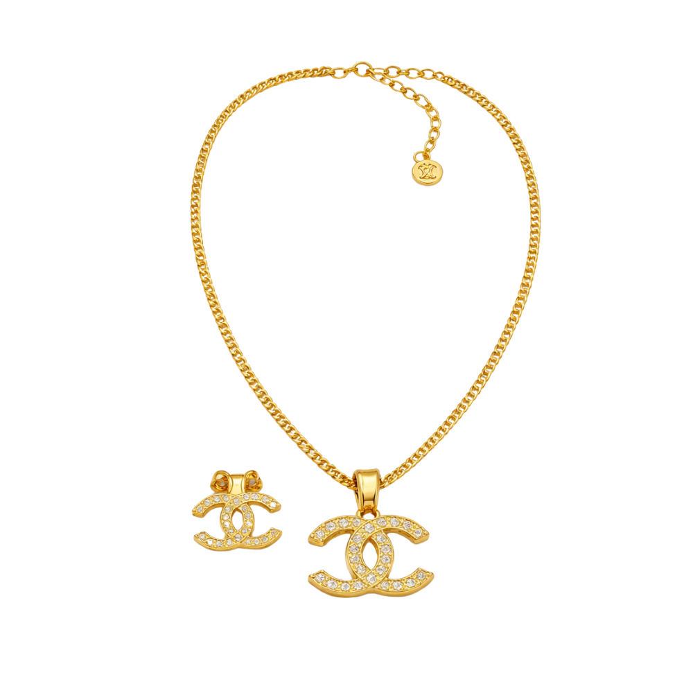 Chanel Vintage Alhambra Diamond Set Yellow Gold Jewelry premium replica - image 1