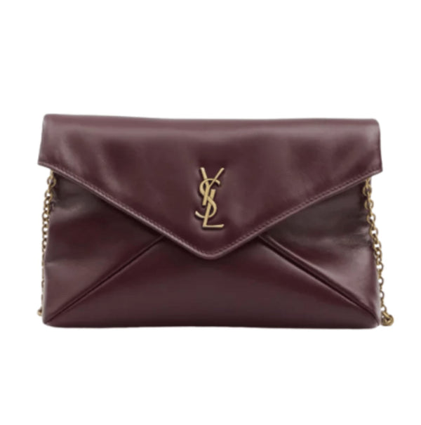 YSL Bag Cassandre Flap Chain Shoulder Dark Ruby Calfskin Leather Bag