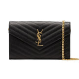 YSL Bag Cassandre Envelope Chain Crossbody Black Grain De Poudre Leather Bag premium replica - image 1