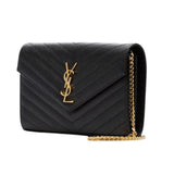 YSL Bag Cassandre Envelope Chain Crossbody Black Grain De Poudre Leather Bag premium replica - image 2