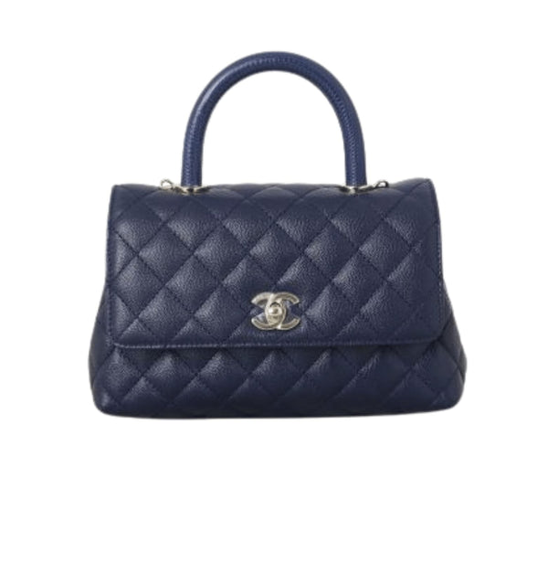 Chanel Coco Handle Mini Navy Blue Caviar Leather Bag