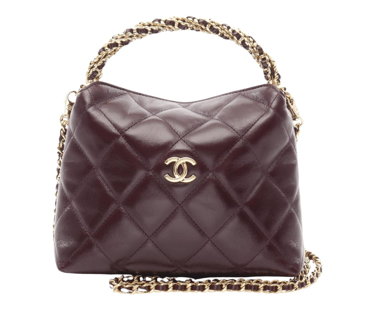Chanel Hobo Deep Burgundy Quilted Leather Gold-Tone Hardware Bag – Gold Tone premium replica - image 1