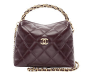 Chanel Hobo Deep Burgundy Quilted Leather Gold-Tone Hardware Bag – Gold Tone premium replica - image 1