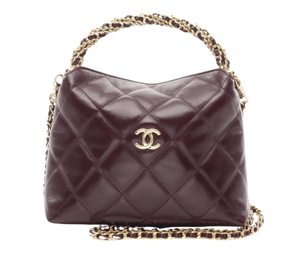 Chanel Hobo Deep Burgundy Quilted Leather Gold-Tone Hardware Bag – Gold Tone