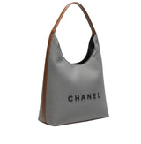 Chanel Deauville Canvas Tote Brown Leather Bag premium replica - image 3