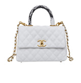 Chanel Small Flap Top Handle Quilted Leather Bag – White premium replica - image 1