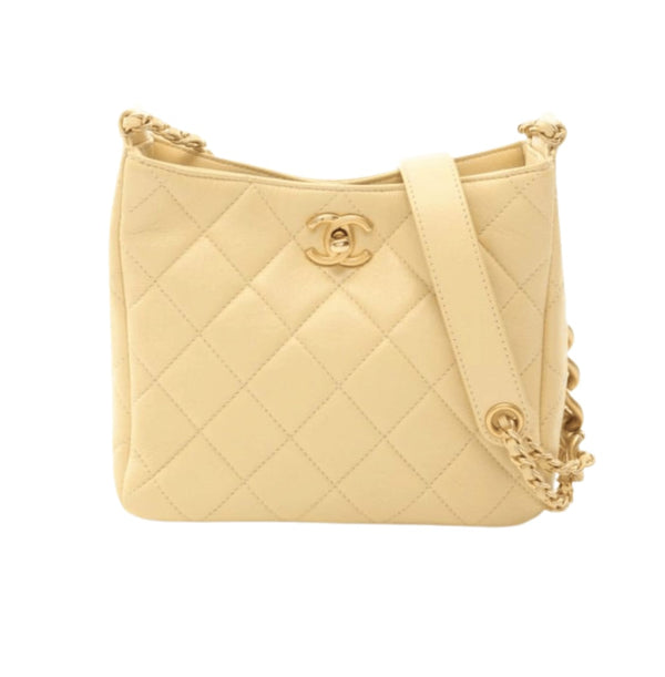 Chanel Small Matelasse Hobo Light Yellow Lambskin Bag