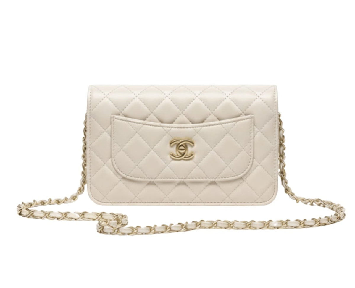 Chanel Classic Quilted White Lambskin Leather Bag premium replica - image 1